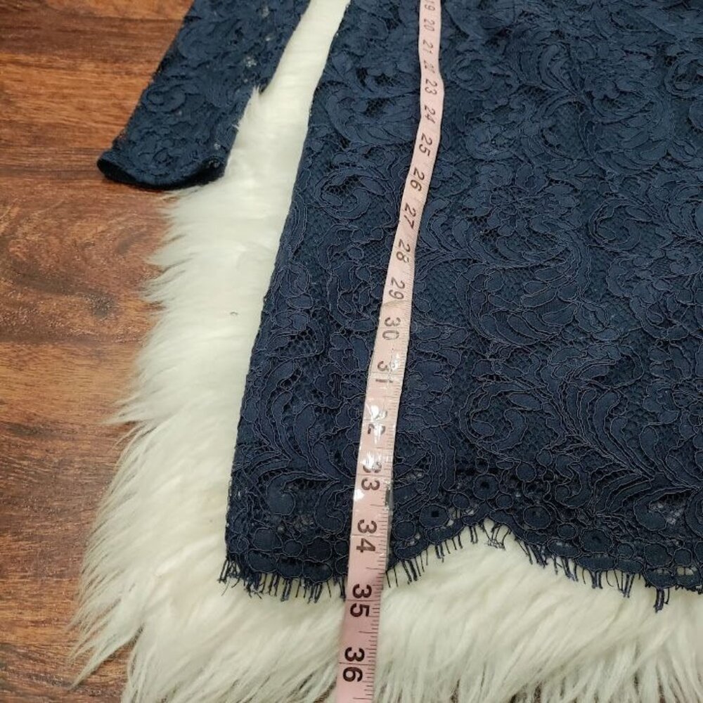 Reiss Navy Blue Fully Lined One Shoulder Lace Sheath Mini Dress Size 10 - Picture 11 of 12